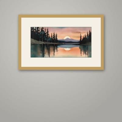 The Lake Holds the Sky — framed in a styled room