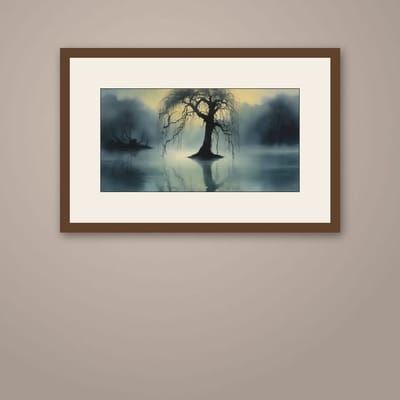 Willow of the Lake — framed in a styled room